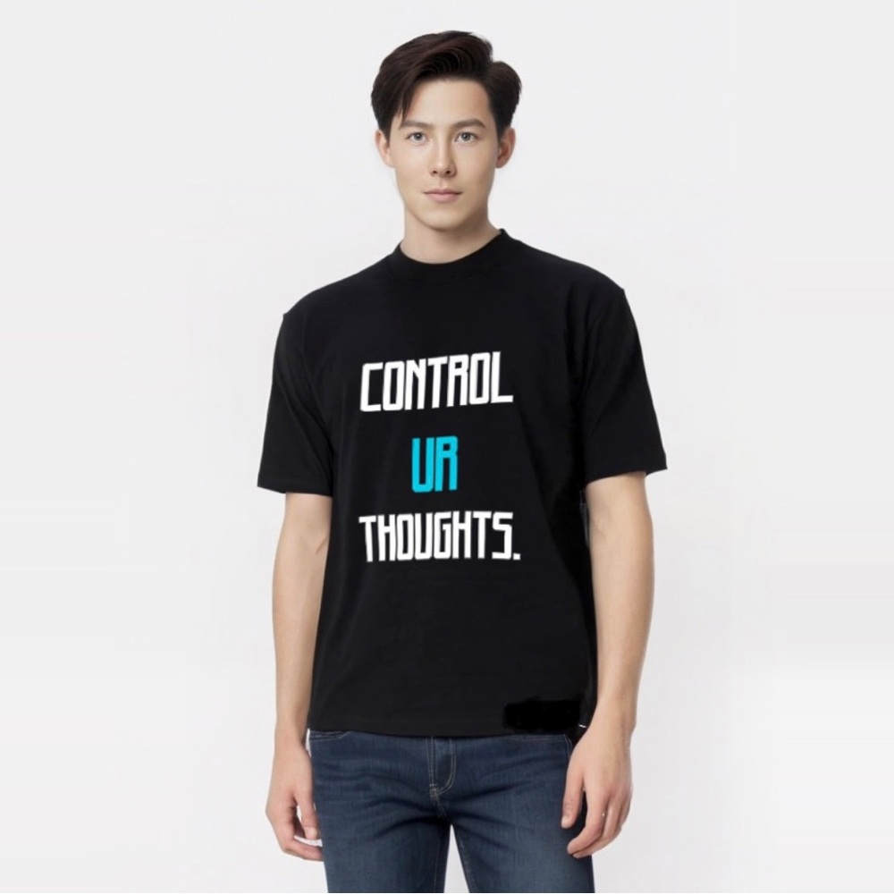 Control your thoughts black short sleeve crewneck T-shirt by PureApparel